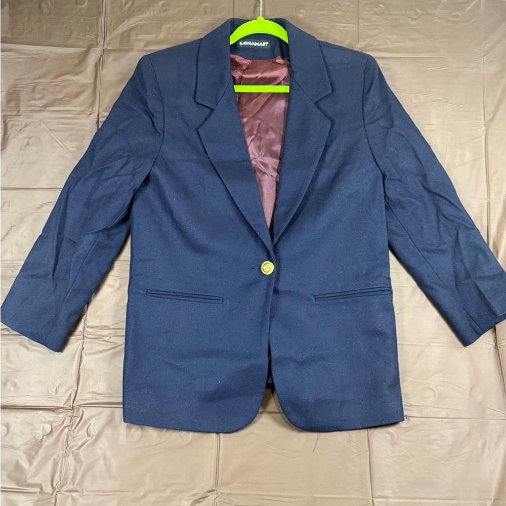 Savannah Deep Blue Blazer with Gold Button